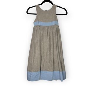 Girl’s Bailey Boys linen Flax Empire Waist Dress with Light Blue size 7